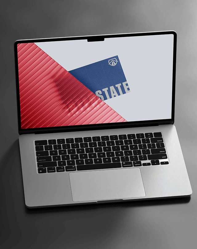 Laptop displaying Texas Interstate website redesign and new logo.