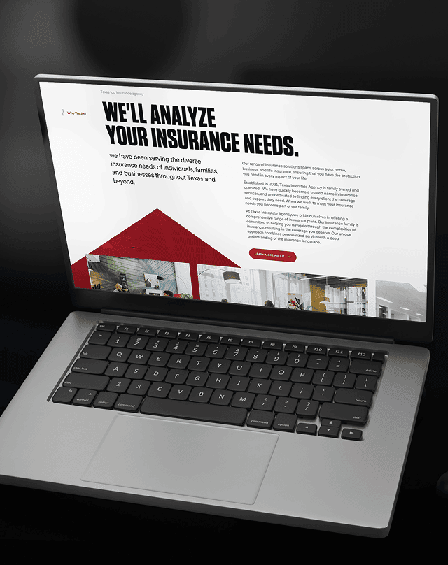 TeamForce Solutions website redesign for Texas Interstate displayed on laptop, showcasing digital marketing solutions.