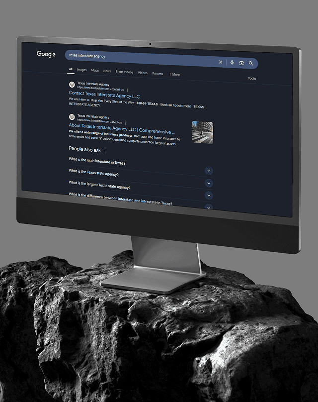 Texas Interstate Agency website redesign on computer screen showcasing TeamForce Solutions digital strategy.