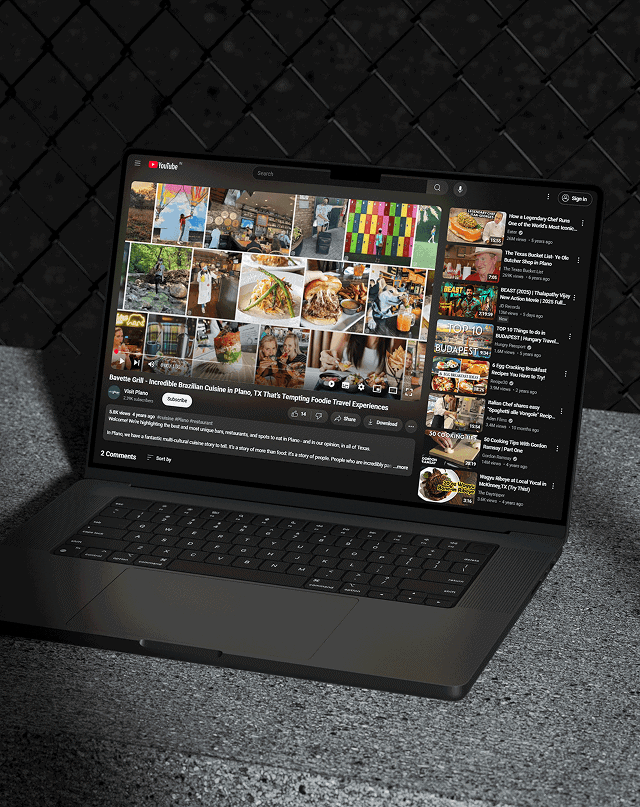 Laptop displaying Bavette Grill website showcasing professional food photography and upscale dining experience.