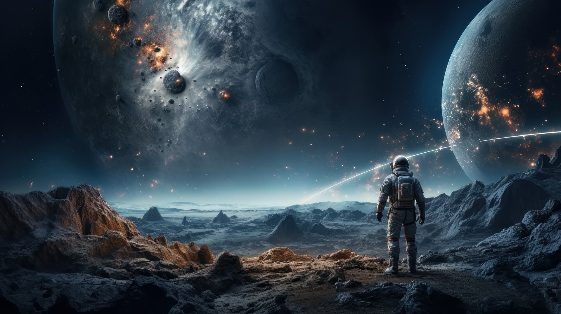 Astronaut on moon landscape, inspiring brand storytelling and video marketing.