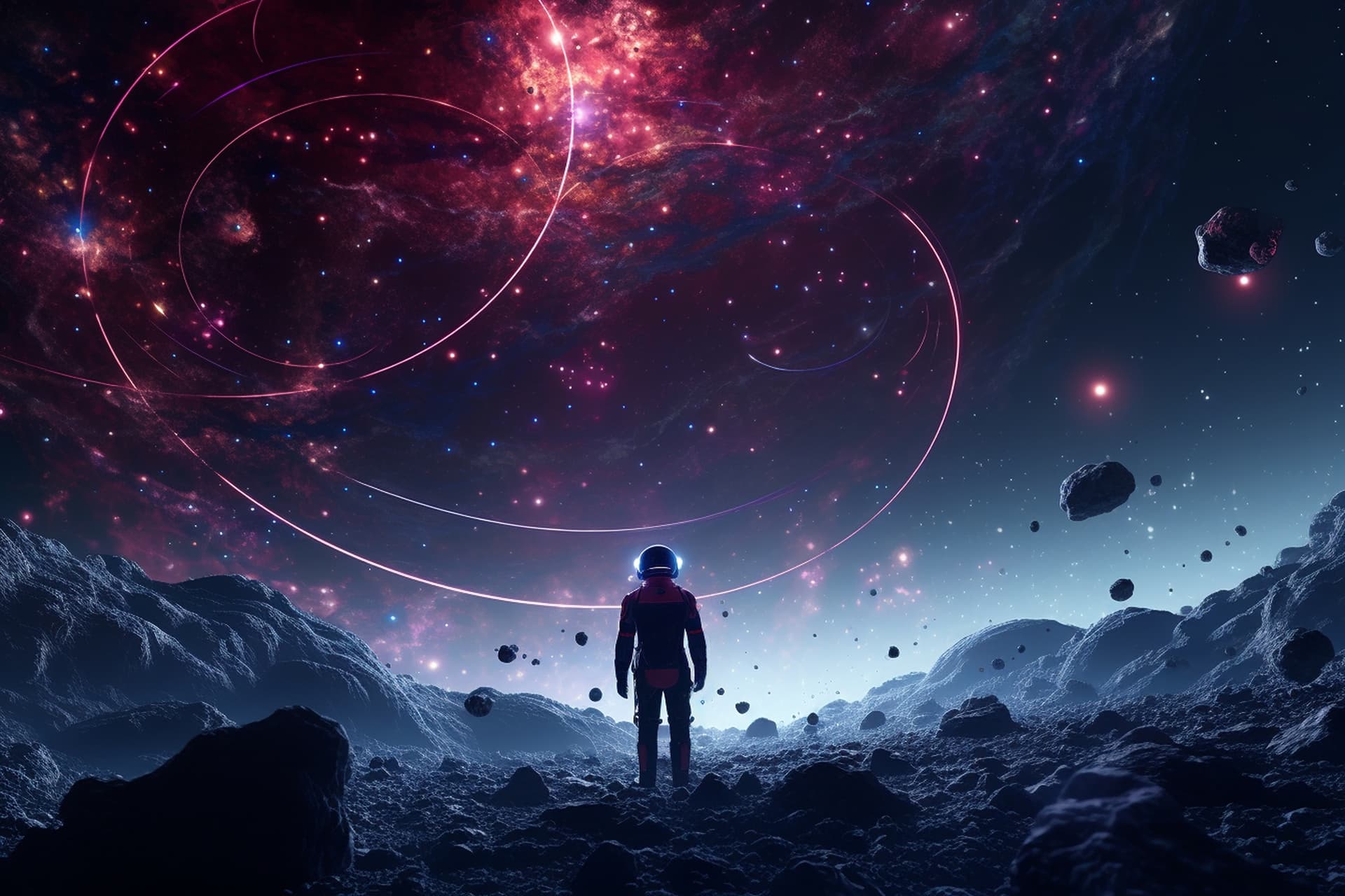 Astronaut overlooking cosmic landscape representing brand potential and digital marketing growth