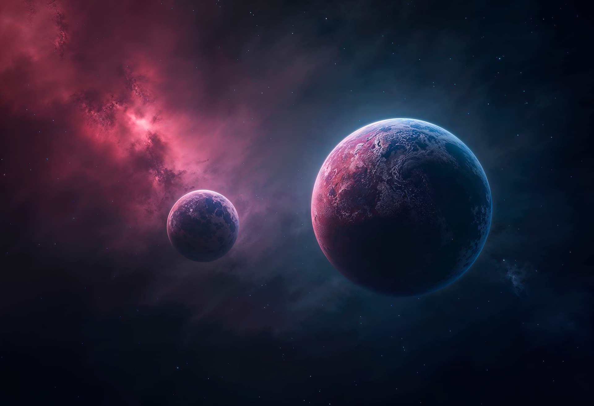 Dark planet space landscape illustrating creative content and digital marketing insights