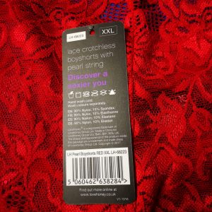 Lovehoney red crotchless pearl shorts