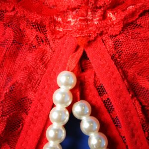 Lovehoney red crotchless pearl shorts