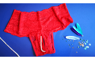 Lovehoney Red Crotchless Pearl Shorts
