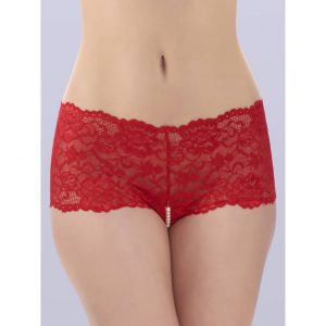 Lovehoney red crotchless pearl shorts