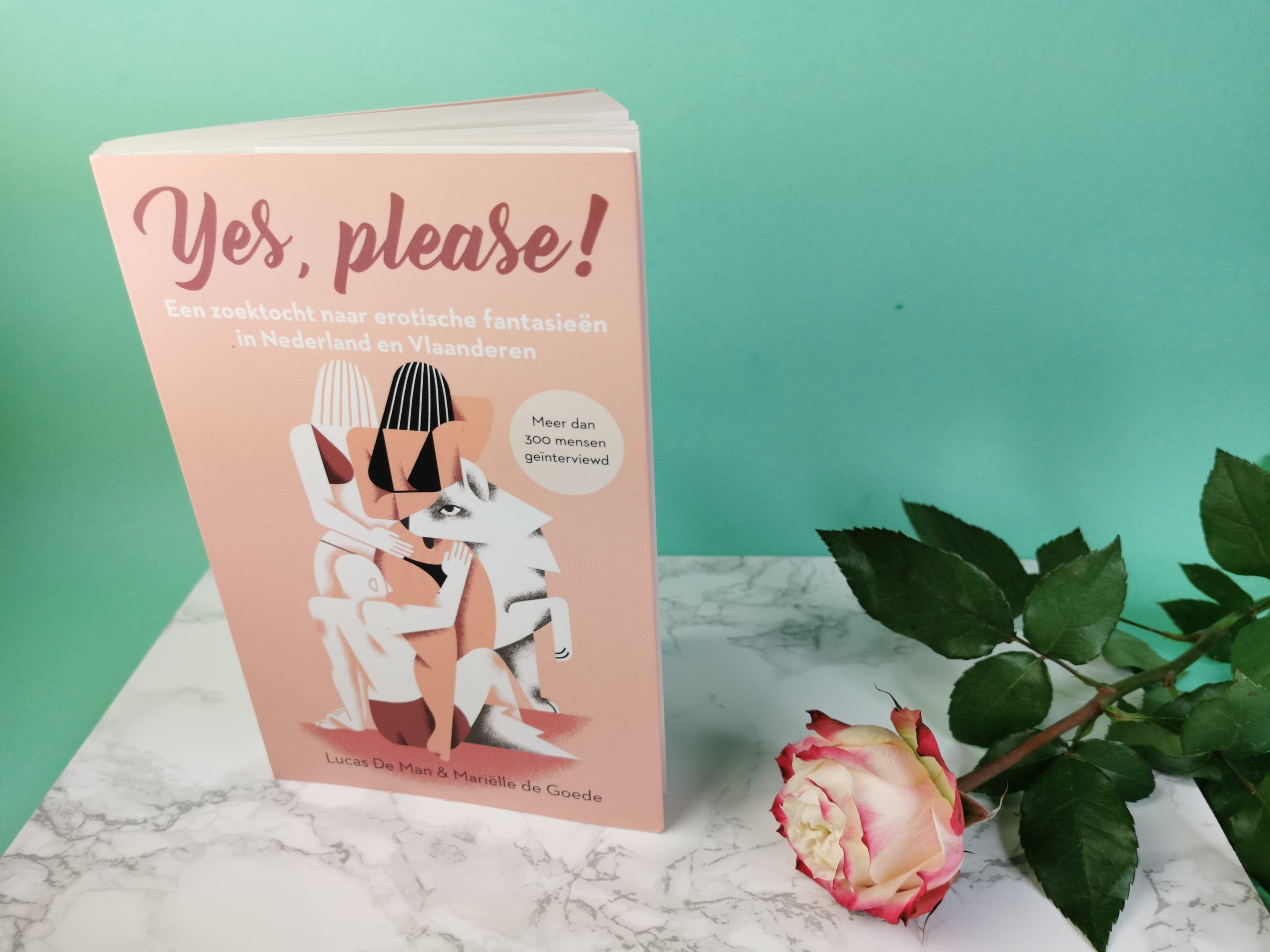 Het yes, please boek met er naast een roos.