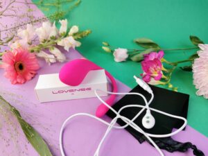 De lovense lush 3, het oplaadkabeltje en het bewaarzakje