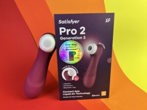 De voorkant van de verpakking van de satsifyer pro 2 generation 3 met liquid air technology