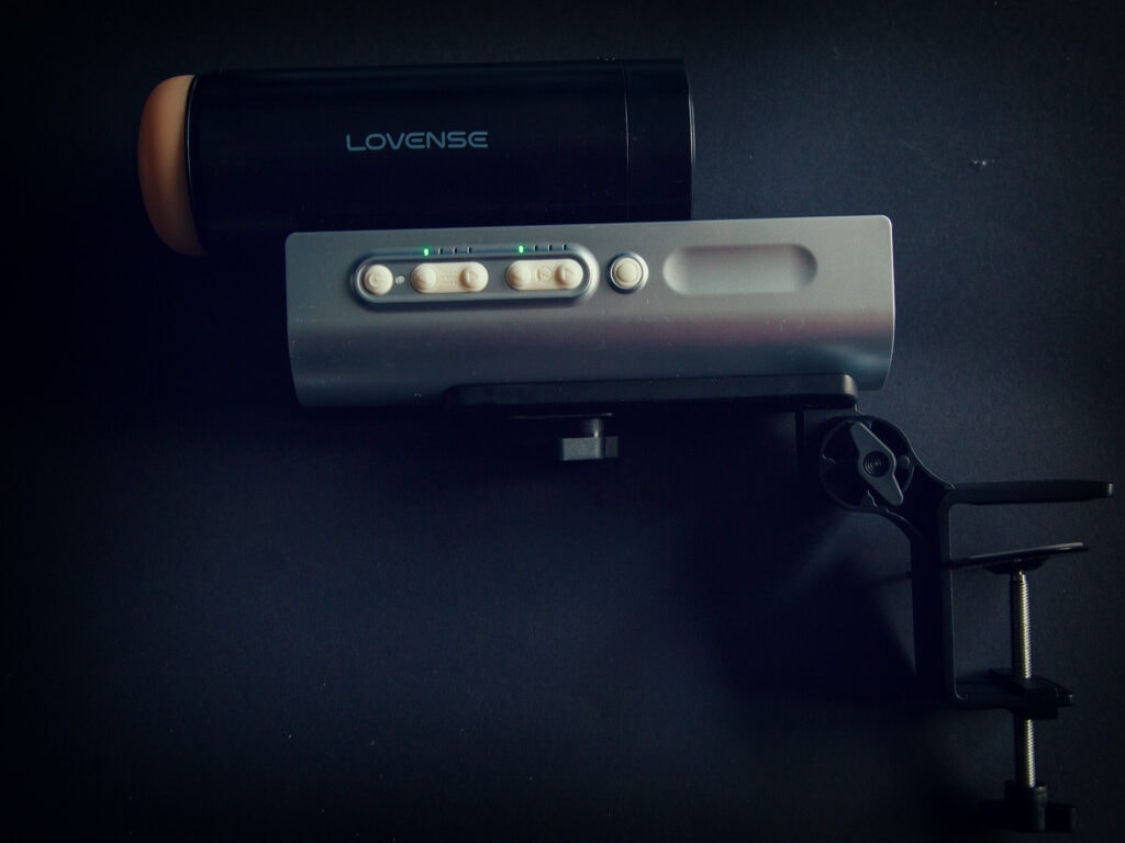 Lovense solace pro remote control masturbator mounted on clamp