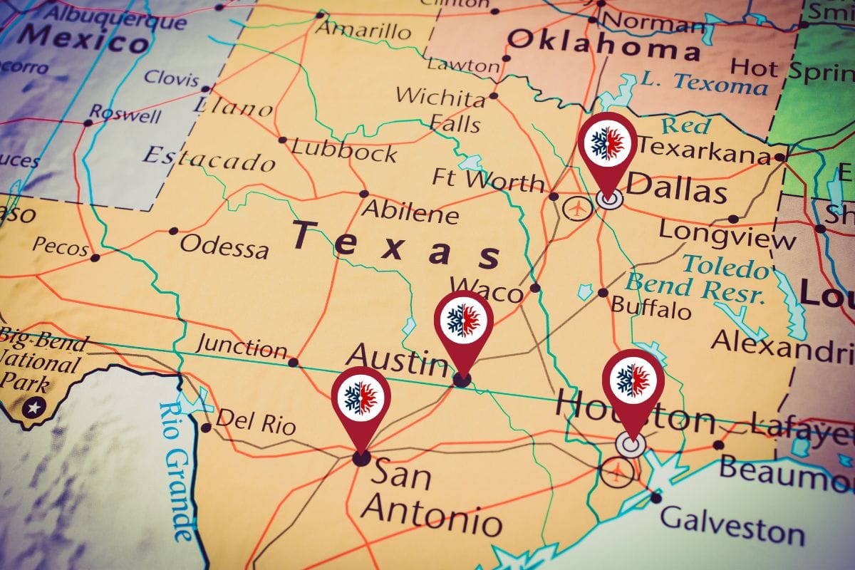 The Duct Kings service coverage across major cities in Texas.