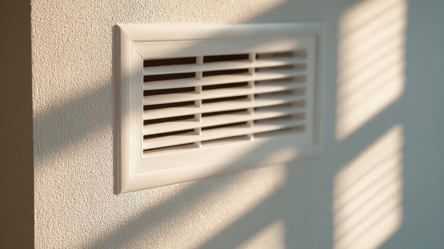 Light dust puff from supply vent at HVAC startup