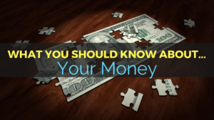 A graphic titled "Your Money Insights" features puzzle pieces with dollar bill designs scattered on a wooden surface.