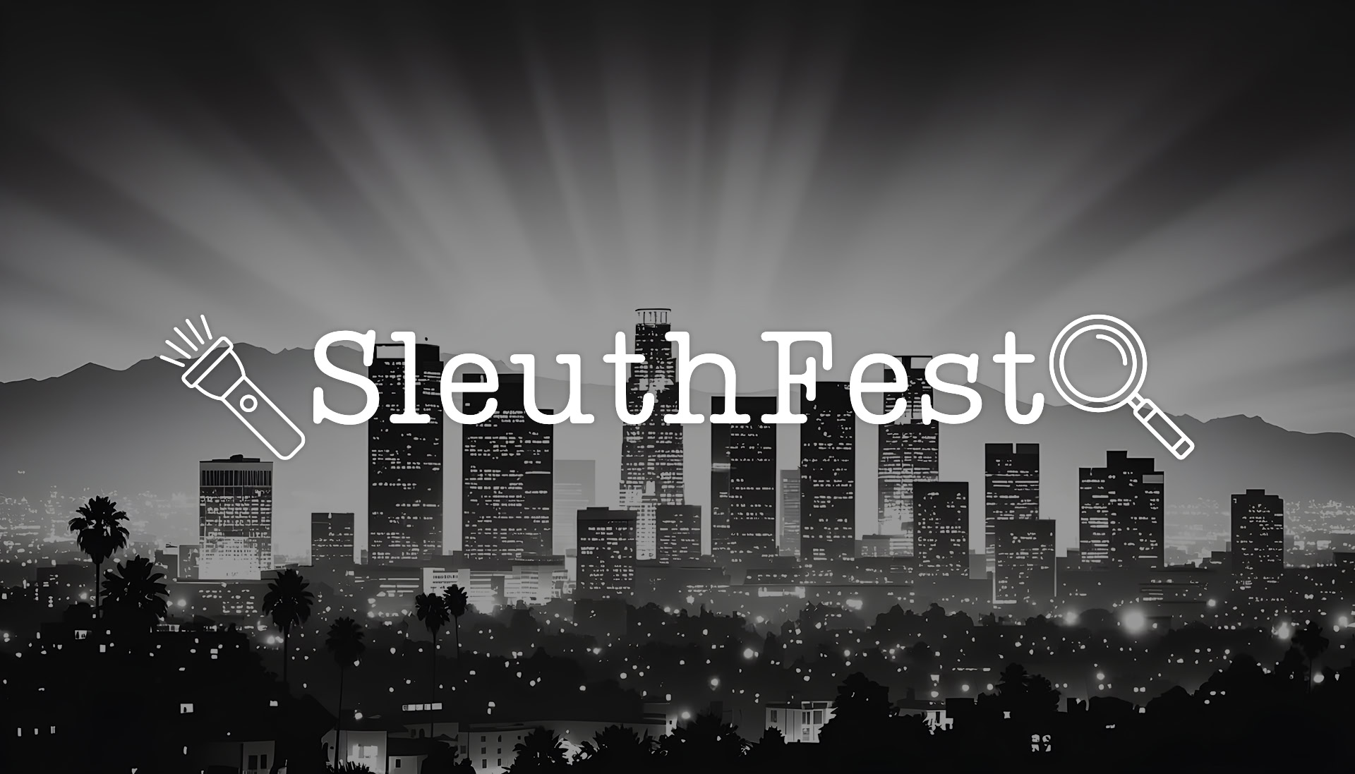 City skyline at night with illuminated buildings and mountains in the background, representing Los Angeles and the theme of event discovery and entertainment.