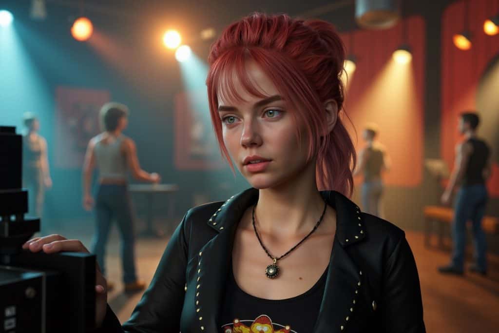 Luna pensa sul set