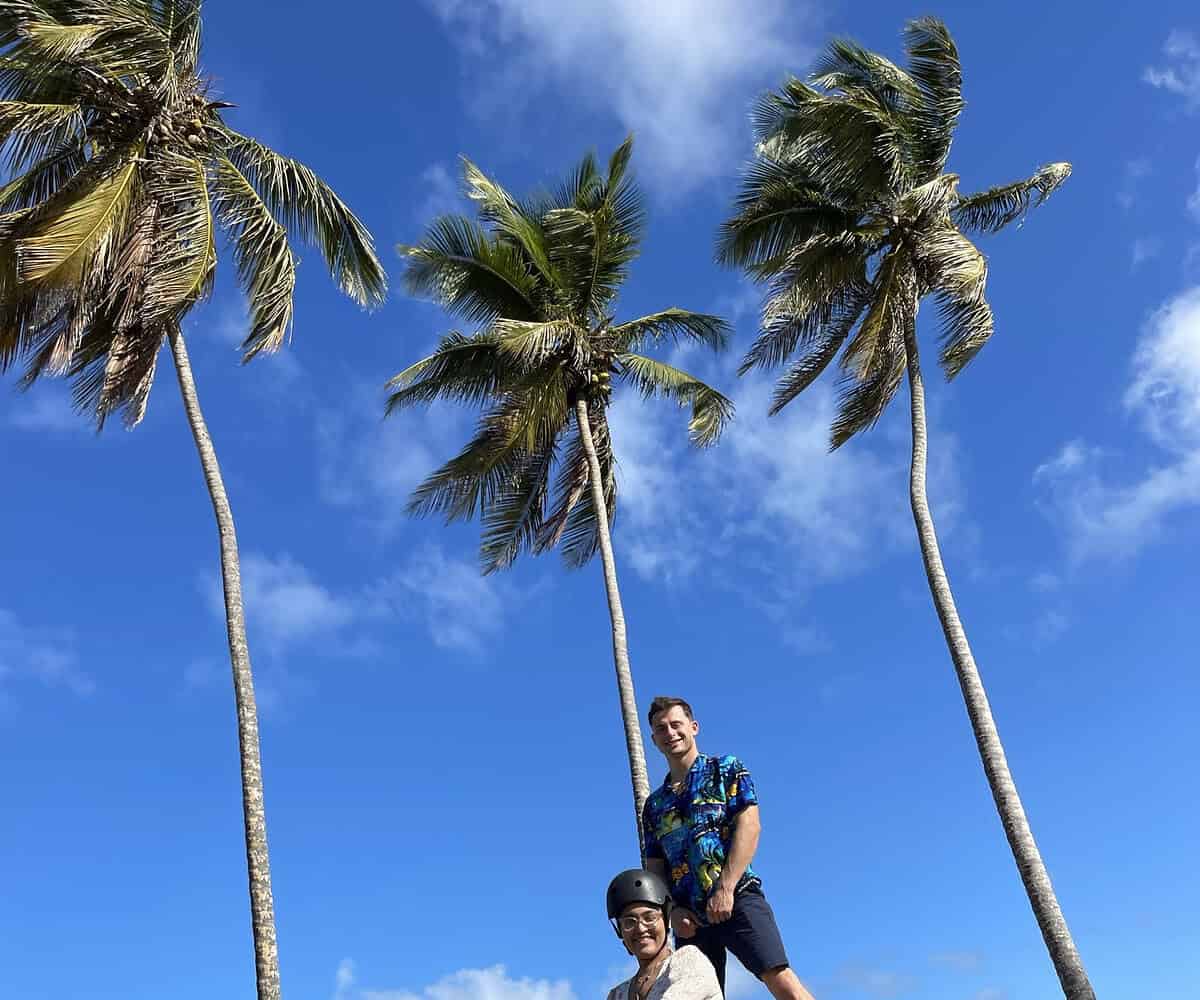 Punta Cana Punta Cana tour excursion Dominican Republic with ATV ride among palm trees.