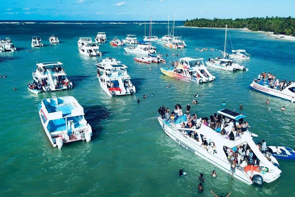 Punta Cana Yachts and guests having a lively party on the water in Punta Cana.