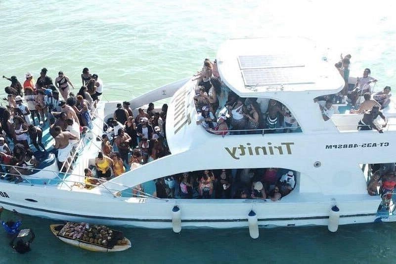 Punta Cana Tourists enjoying a boat trip in Punta Cana, Dominican Republic.