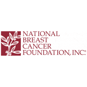 Logo of the National Breast Cancer Foundation, Inc. featuring a stylized branch with leaves next to the organization's name in red text.