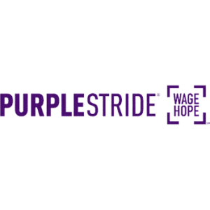 PurpleStride logo with "Wage Hope" slogan in purple text.