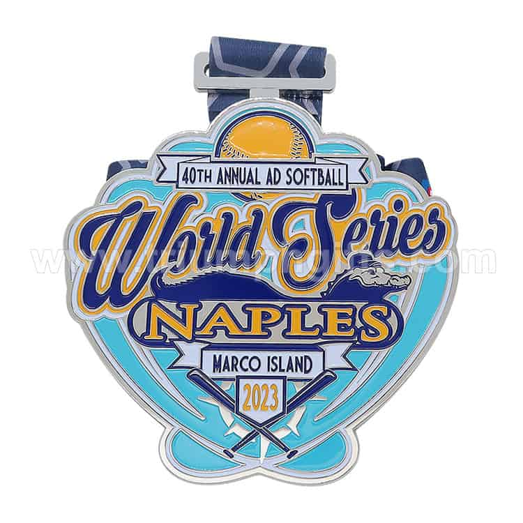 40th Annual AD Softball World Series medal with custom design for Naples, Marco Island 2023.