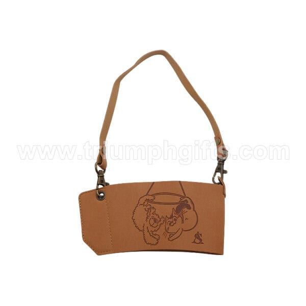 Custom Leather Cup Carriers with Handle