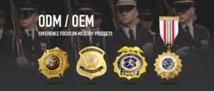 Custom military medals with ribbon drapes made by Triumph Gifts for official awards