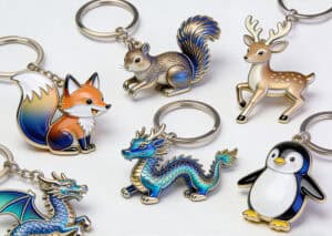 High-quality custom 3D keychains featuring animals and mythical creatures, perfect for scalable brand merchandise and promotional giveaways.