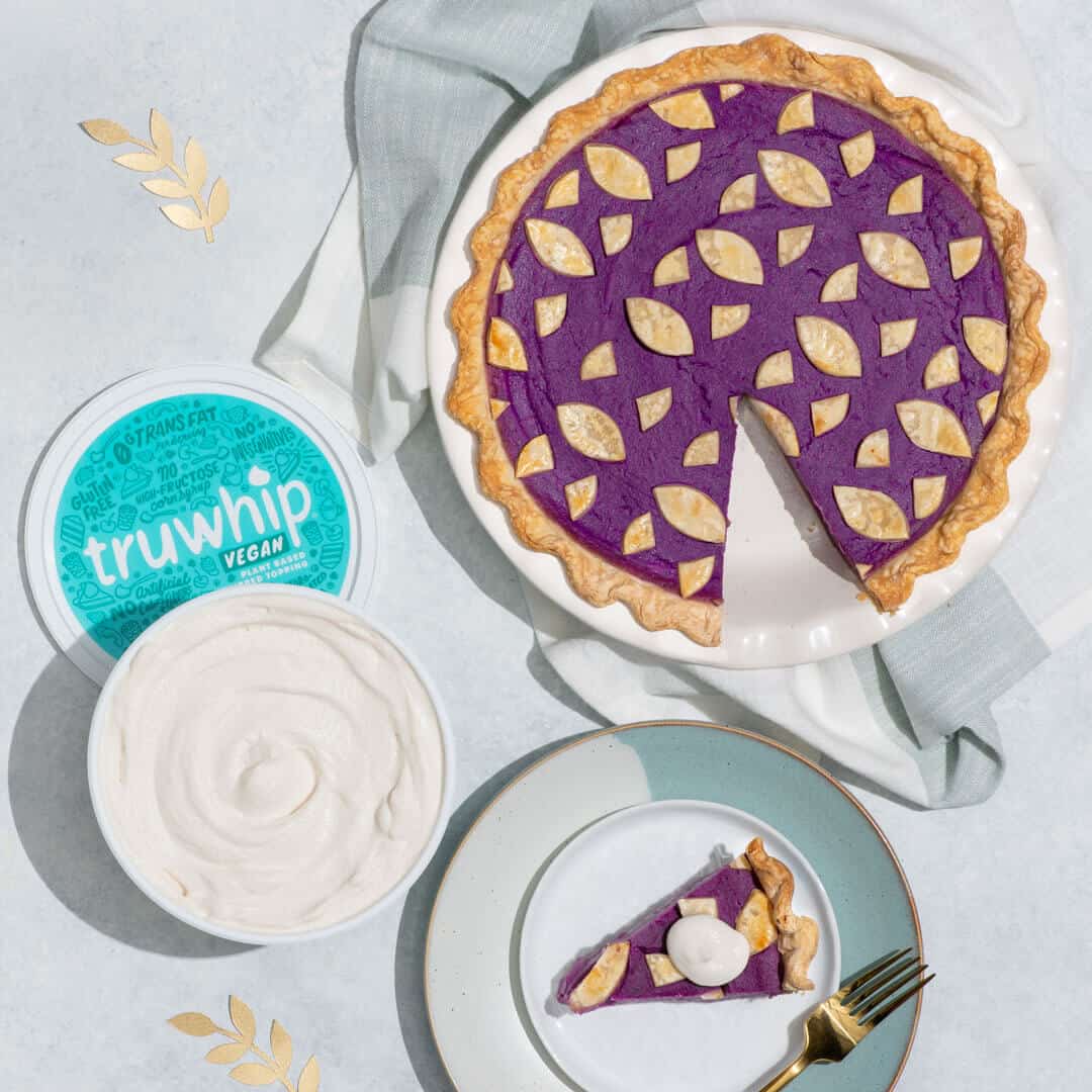 vegan purple sweet potato pie with truwhip