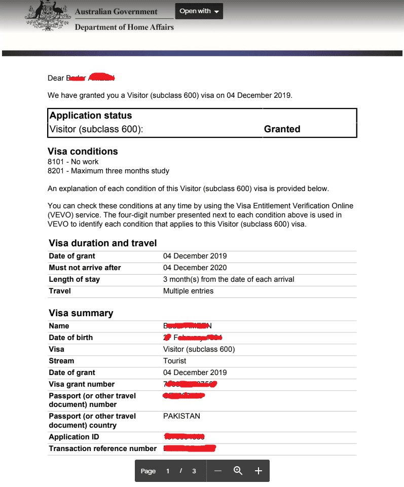 Australia visa by email