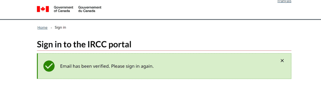 Sign in to the IRCC portal