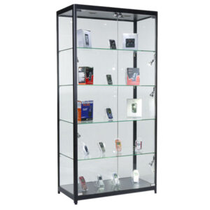 Large black aluminium glass display cabinet