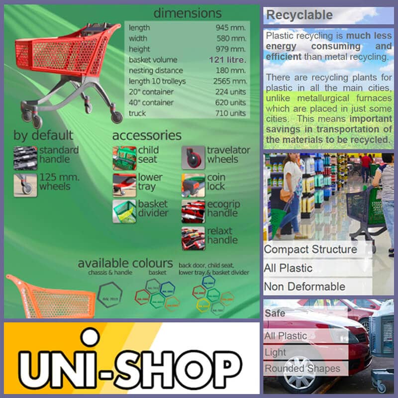121 Litre Plastic Shopping Trolley Specifications