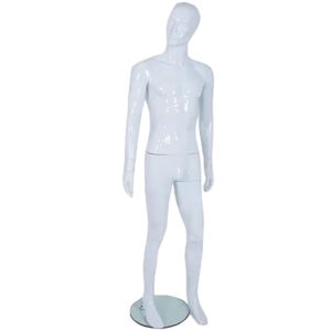 Male Abstract Mannequin Gloss White Angled Head