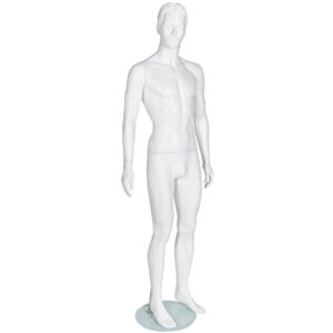 Male Abstract Mannequin Matt White & Moulded Hair