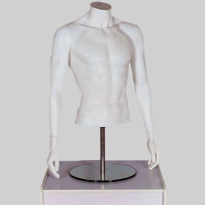 Male Torso Headless Mannequin Matt White With Arms