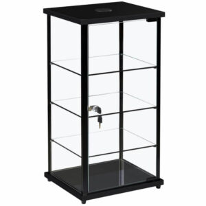 Countertop Glass Showcase Black (Large with Light)