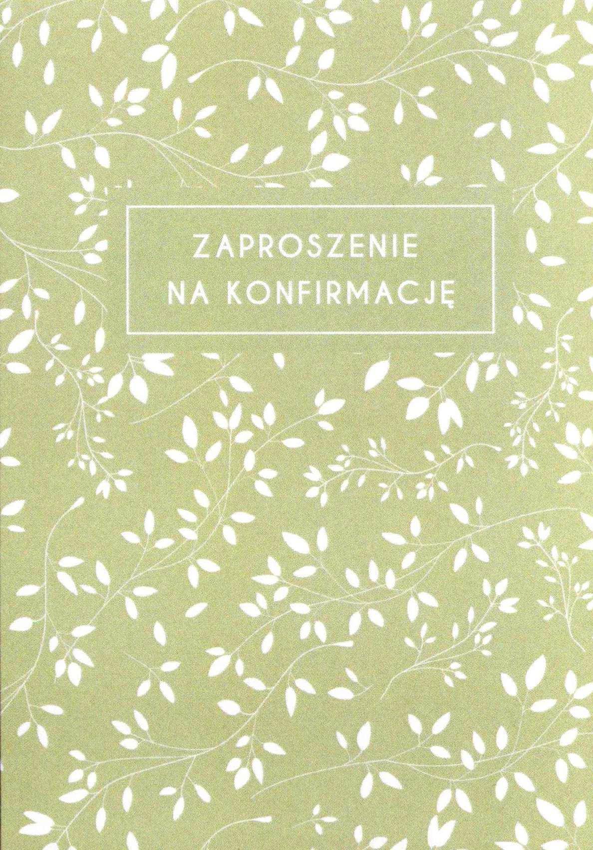 Zaproszenie konfirmacyjne – kwiat oliwka