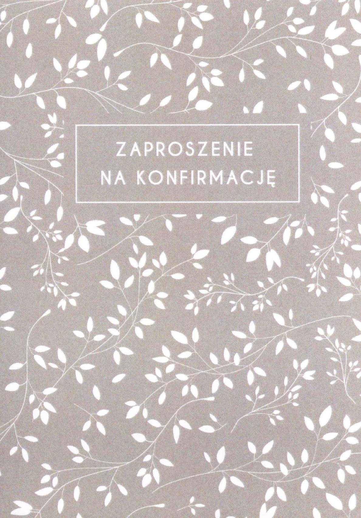 Zaproszenie konfirmacyjne – kwiat szary