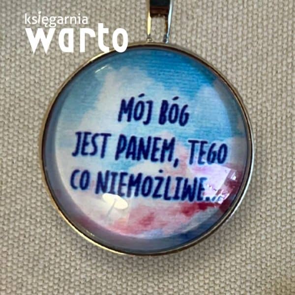 brelok Mój Bóg jest Panem niebiesko-różowy