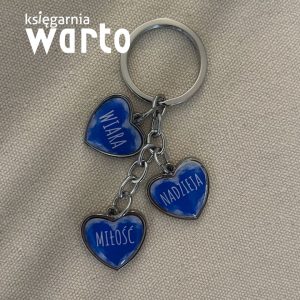 brelok trzy serca Wiara Nadzieja Miłość niebieski