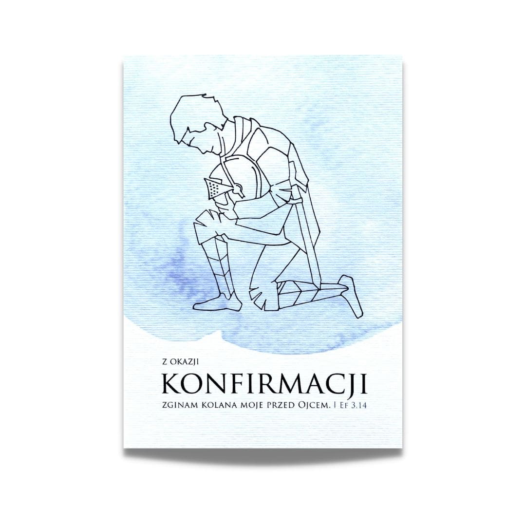 Kartka konfirmacyjna – rycerz – Ef 3,14