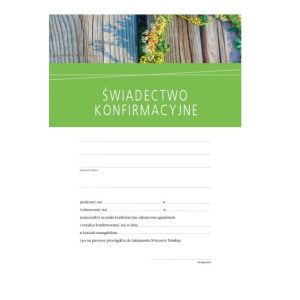Świadectwo konfirmacyjne – zielone