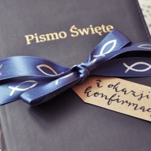 Wstążka satynowa- Z rybką – blue