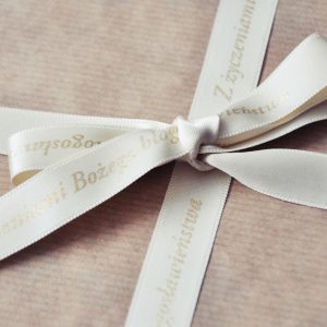 Wstążka satynowa- Z życzeniami Bożego-ecri