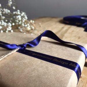 Wstążka satynowa- Z życzeniami Bożego- fiolet