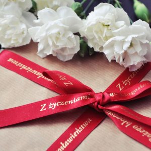 Wstążka satynowa- Z życzeniami Bożego-red