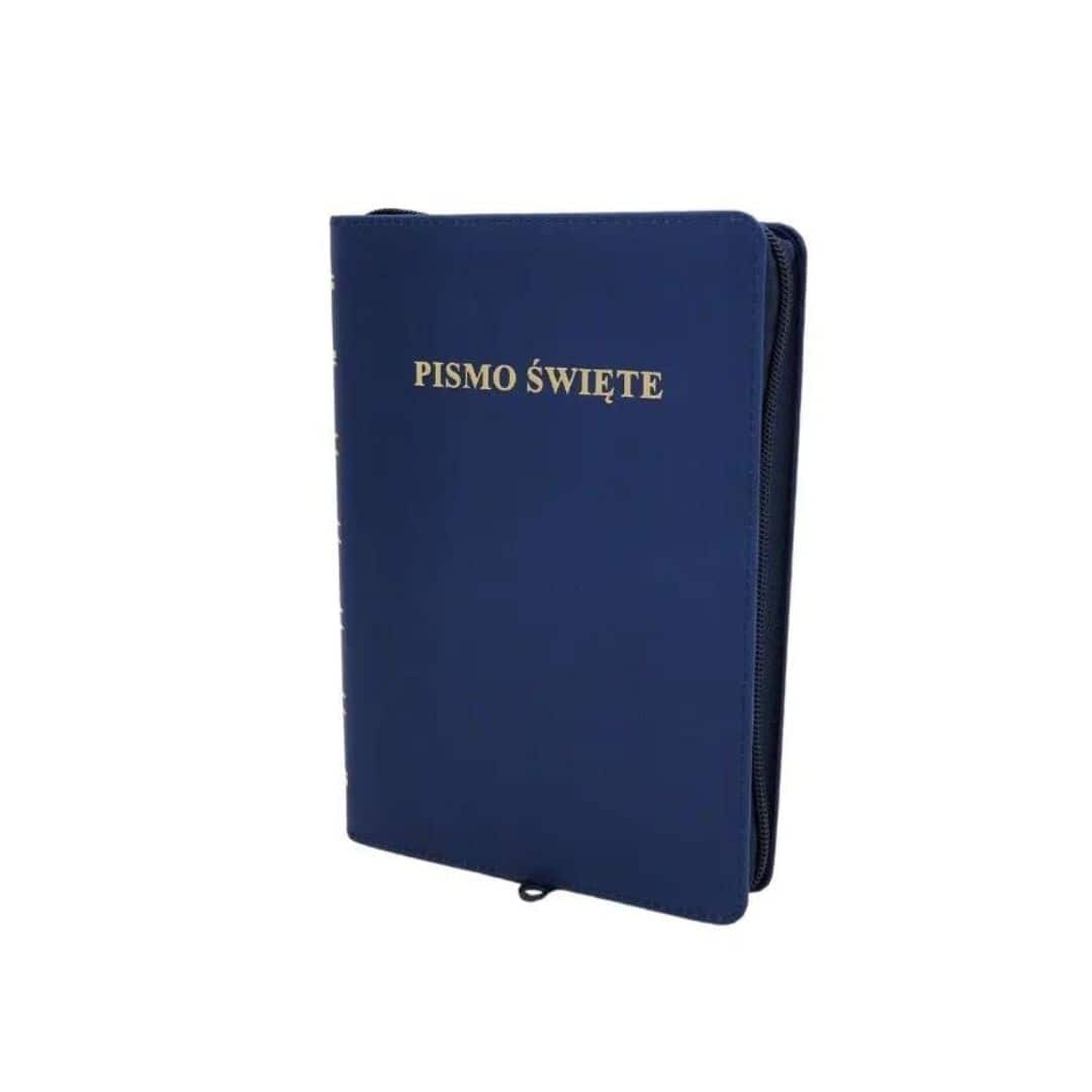 Biblia Warszawska TB średnia, granat, zamek42009