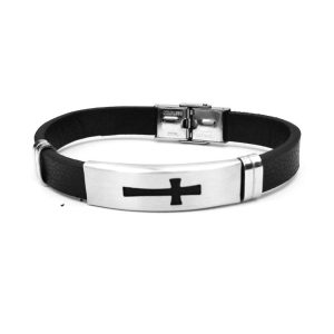 Bransoletka skórzana z krzyżykiem
